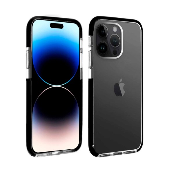 Akashi funda trasera de silicona en color transparente con borde negro / apple iphone 14 pro